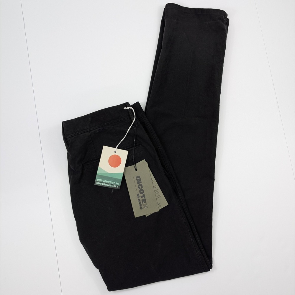 Incotex Slim Fit Tricochino Trousers Pants Mens Size 32x34 48L Italian Black